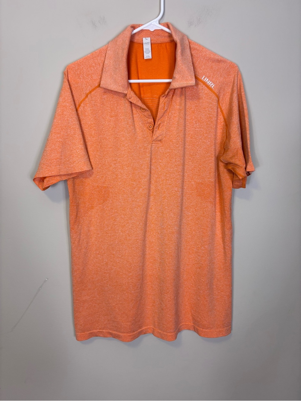 UNRL Men’s Orange Heather Performance Polo Top Large
